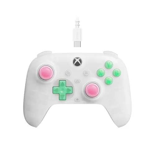 8BitDo Ultimate Mini Wired Xbox Pad Clear White - PC-Gamecontroller mit RGB Joystick-Beleuchtung, Hall Effect Triggern und Impuls-Vibration für ein intensives Gaming-Erlebnis.