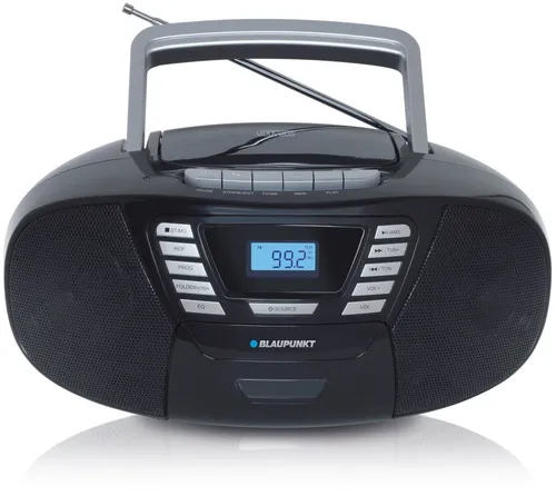 Blaupunkt B120 Kassettenspieler - Kassettenspieler & Recorder mit Bluetooth 4.2, USB und AUX. Ideal für alle Musikliebhaber, die ihre alten Kassetten und CDs genießen möchten. Farbe: Schwarz.