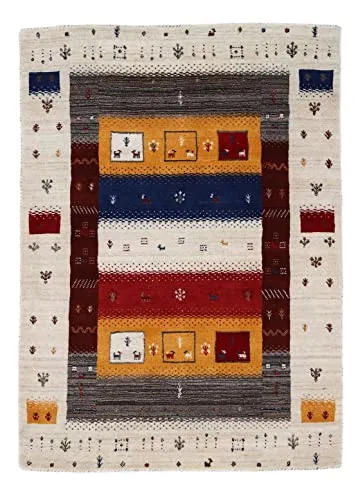 carpetfine Wollteppich Gabbeh Soni Multi 140x200 cm - Teppich mit hochwertiger Verarbeitung aus 100% Wolle, langlebig und pflegeleicht, ideal für Wohn- und Schlafzimmer.