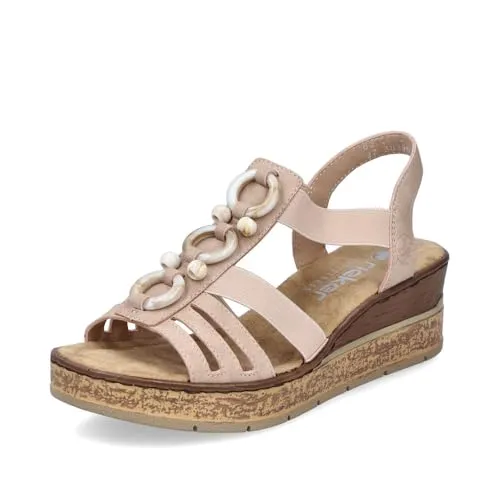 Rieker Damen Pantoletten 63778 - Pantoletten für Damen mit stylishen Keilabsatz (5.2 cm), aus Kunstleder und ideal für bequemen Tragekomfort im Alltag.