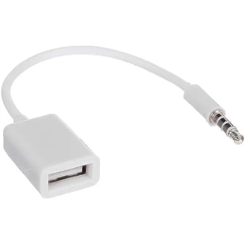 CABLEPELADO Adapterkabel USB-auf-3,5-mm-Klinkenstecker, Audio-AUX-Adapter, Konverterkabel für USB-Gerät an AUX-Buchse im Auto, 20 cm, Weiß