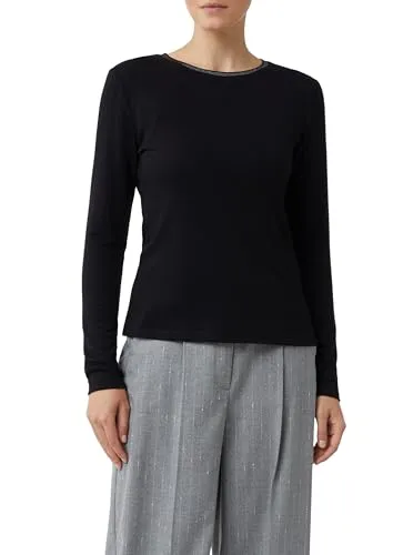 Comma Longsleeve Slim Fit mit Glitzer-Detail - Elegantes Longsleeve im Slim Fit aus weichem Jersey mit funkelndem Glitzer-Detail. Ideal für Casual- und festliche Anlässe, vereint Stil und Komfort.