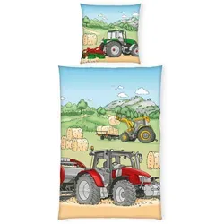Herding Jugendbettwäsche, Blau, Grün, Beige, 135x200 cm - Bettwäsche für Kinder in Blau, Grün und Beige, aus 100% Baumwolle, OEKO-TEX® zertifiziert, luftdurchlässig und hautfreundlich für ein optimales Schlafklima.