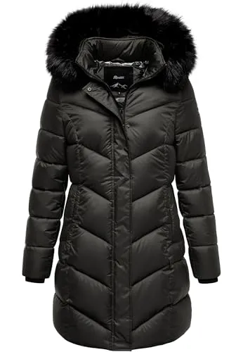 REPUBLIX Damen Gefütterte Winterjacke RJ-8020 Schwarz XXL - Elegante Damen Winterjacke mit hochwertiger Steppoptik und warmem Kunstfellkragen. Ideal für kalte Tage, pflegeleicht und langlebig. Praktische Details wie seitliche Taschen und hoher Kragen sorgen für Komfort. Erhältlich in 4 modernen Farben.