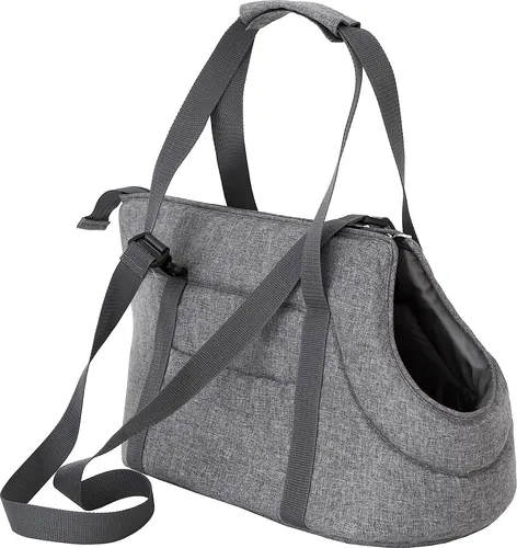 Hundetasche, Transportbox, Katzentasche, mit verstellbarem Schultergurt, mit Seitentaschen, Hände frei Reisetasche, Grau, 2: 25 x 50 x 27 cm