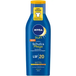 Nivea SUN Pflegende Sonnenmilch LSF 20 - Sonnenschutzmittel für die ganze Familie mit UVA- & UVB-Schutz, spendet langanhaltende Feuchtigkeit und reduziert Flecken nach dem Waschen – ideal für den täglichen Einsatz.