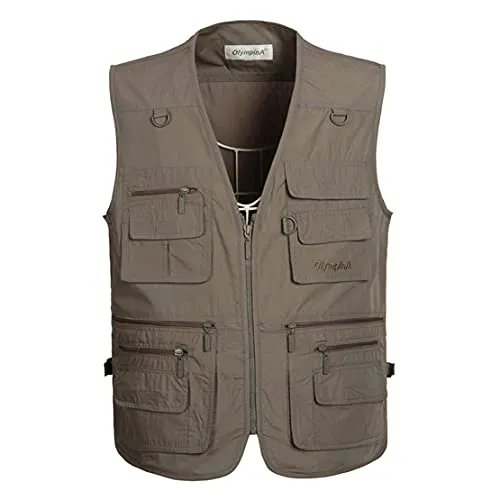 Hwalleum Herren Outdoor Beiläufig Weste, Herren Sommer Leicht Atmungsaktiv Mehrzweck Draussen Weste Multi-Taschened Schnelltrocknend Anglerweste Fotografie Wandern Gilet Ärmellos Arbeiten Vest