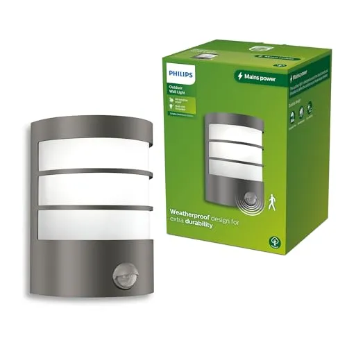 Philips LED Calgary Außenwandleuchte E27 Anthrazit - Lampen für den Außenbereich, wetterfest und langlebig, ideal für eine stilvolle und sichere Beleuchtung Ihres Gartens oder Eingangsbereichs.