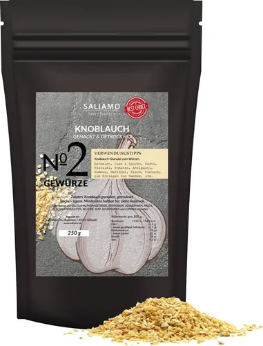 Saliamo | 250g Knoblauch getrocknet und grob gehackt, 2-4mm