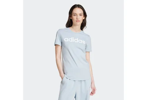 ADIDAS Damen Shirt LOUNGEWEAR Essentials Slim Logo - T-Shirts für Damen, schmal geschnitten und ideal für lässige Styles. Hergestellt aus nachhaltiger Baumwolle, unterstützt es umweltfreundlichen Anbau und reduziert Plastikmüll.