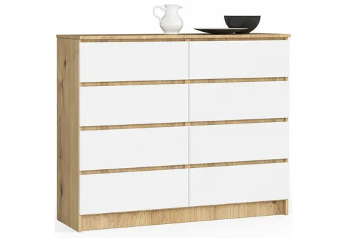 Raumhirsch Furniture Kommode mit 8 Schubladen 120 cm breit Holz Schrank, (viele Farbvarianten
