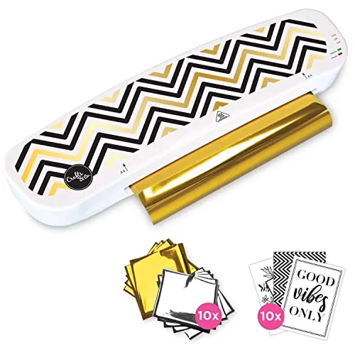 Crafts&Co® Hot Foil Applicator Complete Starter Pack Includes 5 Silver and 5 Gold Foils, 10 Printed A6 Cards + 1 Transparent Folder