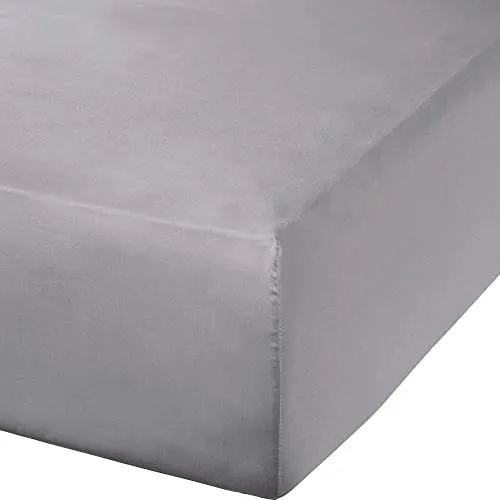 Erwin Müller Spannbettlaken Mako-Satin, Spannbetttuch Landshut - seidig weich, temperaturausgleichend, mit Rundumgummi - Silber Größe 150x200 cm - 160x200 cm