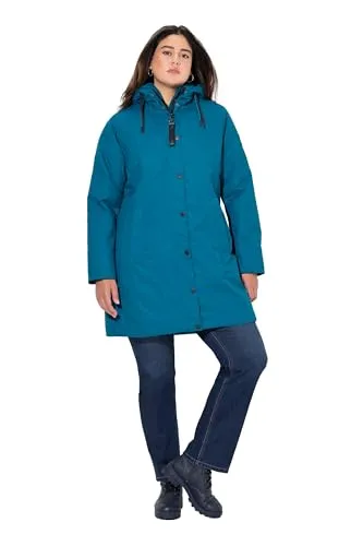 Ulla Popken Wintermantel HYPRAR Funktionsjacke blau 54/56 - Stylische Funktionsjacke in tealblau, wasserdicht mit praktischem 2-Wege-Zipper. Perfekt für kalte Tage, hält Sie warm und trocken. Ideal für den modischen Alltag.