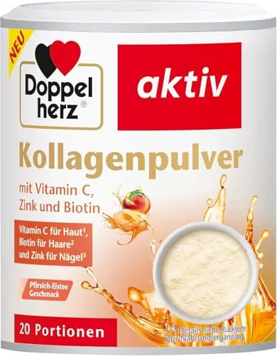 Doppelherz Kollagenpulver mit Vitamin C, Zink und Biotin – Zitronen Geschmack