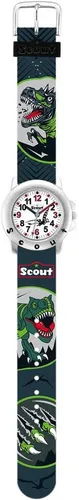 Scout Quarzuhr 280393010 - Dinosaurier Kinderuhr für Jungen - Kinderuhr mit Dinosaurier-Motiv, ideal als Lernuhr und Geschenk, wasserdicht bis 5 bar für unbeschwerten Spielspaß.