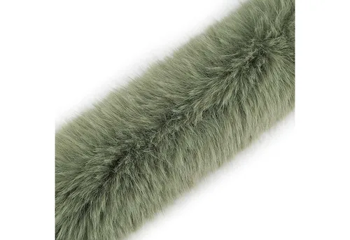 maDDma Webband Kunstfell Fellbesatz ab 1m x 9cmMeterware Kunstpelz Fellstrang, olivgrün