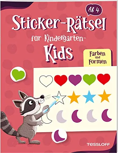 Sticker-Rätsel für Kindergarten-Kids. Farben und Formen: Rätseln und Stickern für Kinder ab 4 Jahren (Spielen & Beschäftigen)