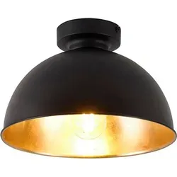 QAZQA Magnax Smarte Deckenleuchte Schwarz mit Gold, 28 cm - Die stilvolle Magnax Deckenleuchte vereint industrielles Design mit smarter Technologie. Steuern Sie Ihre Beleuchtung bequem per Smartphone und genießen Sie bis zu 806 Lumen für ein stimmungsvolles Ambiente.