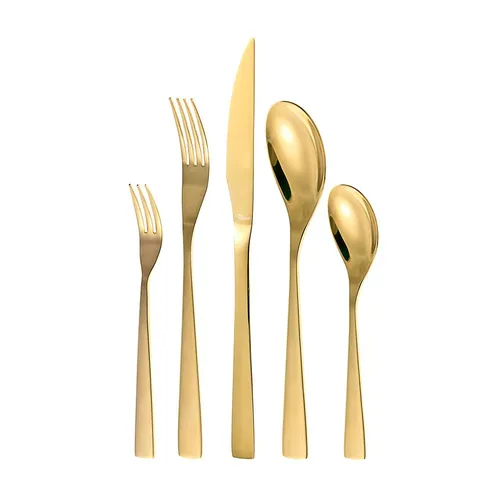 Otto Konig 30-teiliges Besteck-Set für 6 Personen in Gold - Hochwertiges 30-teiliges Besteck-Set aus Edelstahl mit eleganter goldener Oberfläche. Spülmaschinenfest und korrosionsbeständig, ideal für den täglichen Gebrauch und besondere Anlässe.