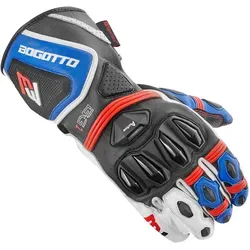 Bogotto Monza Motorradhandschuhe, perforiert, schwarz-weiss-rot, Größe M - Motorradhandschuhe aus hochwertigem Leder mit sportlichem Design und Knöchelverstärkungen für optimalen Schutz und Komfort beim Fahren.
