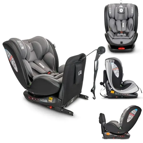Lorelli Auto Kindersitz Ares - 360° drehbar mit Isofix, für Kinder von 0-36 kg - Kindersitz mitwachsend von Geburt bis 12 Jahre, 360° drehbar für einfache Handhabung, maximaler Schutz durch Isofix und 5-Punkt-Gurt, ideal für lange Reisen.