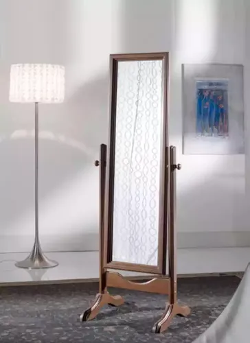 Bodenspiegel mit Holzrahmen in Braun 57x167 cm - Eleganter bodenstehender Spiegel im Art déco Stil, ideal für Schlafzimmer und Wohnräume. Mit seinem modernen Design setzt er stilvolle Akzente und ergänzt jede Einrichtung.