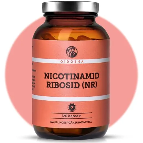 QIDOSHA® Nicotinamid Ribosid Kapseln, 120 Stück, 300mg, deutscher Hersteller - Hochdosierte Nicotinamid-Ribosid Kapseln im lichtgeschützten Apothekerglas. 4-Monatsvorrat mit geprüfter Qualität für eine optimale Nährstoffaufnahme.