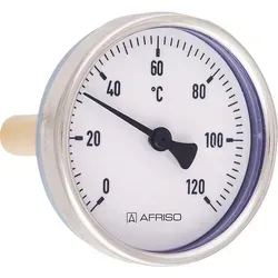 Bimetall-Zeigerthermometer 0 - 120°C, 1/2'', 63 mm, Stahlblechgehäuse