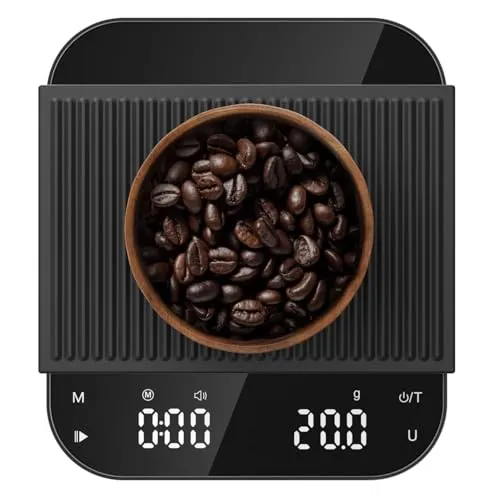 Ultrean Kaffeewaage mit Timer, wiederaufladbare Küchenwaage für Espresso und Pour-Over Kaffee, 3 kg/0,1g hochpräzise Espresso waage mit digitaler LED, Touch-Sensor, 6 Einheiten (schwarz)