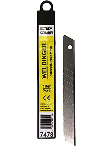 WELDINGER 10 Stück Abbrechklingenstreifen 9 mm 30° für Cuttermesser