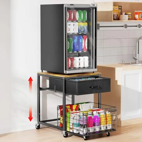 Housolution Höhenverstellbarer Mini-Kühlschrankständer mit Schublade