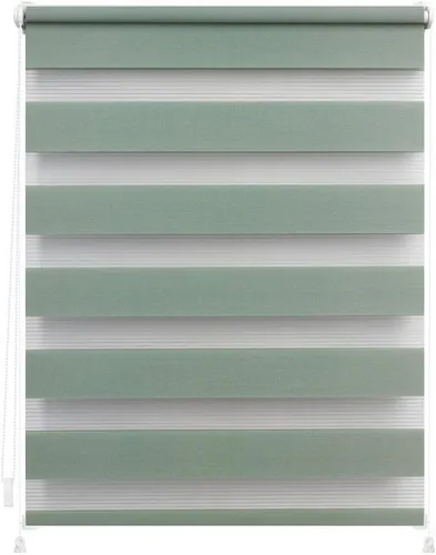 LICHTBLICK ORIGINAL Doppelrollo Duo Rollo Klemmfix, salbei - Doppelrollo für Fenster & Türen, halbtransparent und einfach ohne Bohren montierbar - idealer Sicht- und Blendschutz.