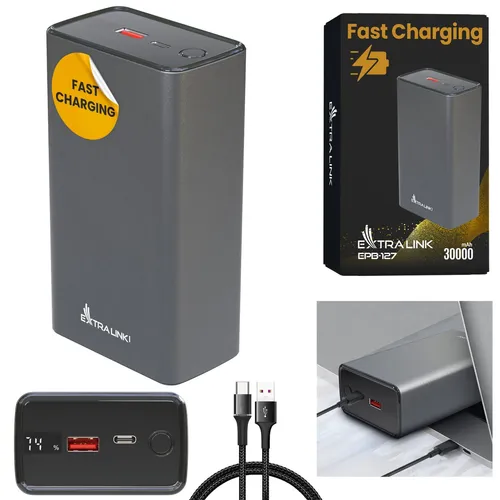 Powerbank 30000mAh - Schnellladefunktion bis zu 65W PD, robustes Gehäuse und digitale Anzeige für maximale Leistung unterwegs