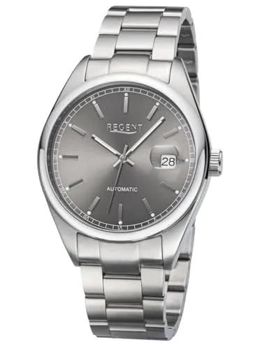 REGENT Automatik Herrenuhr, Edelstahl, Zifferblatt grau, 10 Bar, ⌀41mm F-1642