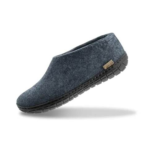 Glerups Filz Hausschuhe Herren und Damen (Größe 42) | Bequeme Hausschuhe mit Natürlicher Gummisohle - Hausschuhe aus 100% reiner Naturwolle, die Feuchtigkeit aufnehmen und Deine Füße warm und trocken halten. Ideal für Zuhause, mit dänischer Handwerkskunst und flexibler Gummisohle für besten Komfort.