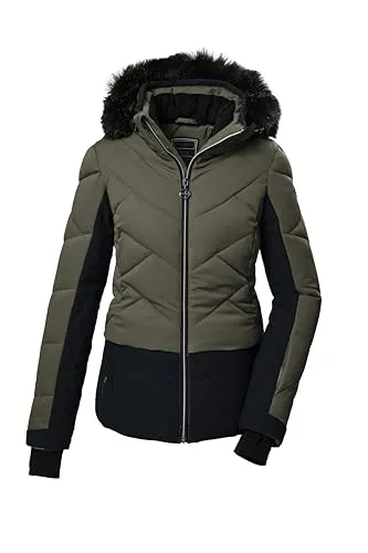 killtec Damen Skijacke KSW 102 WMN SKI QLTD - Winterjacke in Daunenoptik, wasserabweisend mit 10.000 mm Wassersäule und aus recyceltem Material, ideal für stylische Pistenabenteuer.