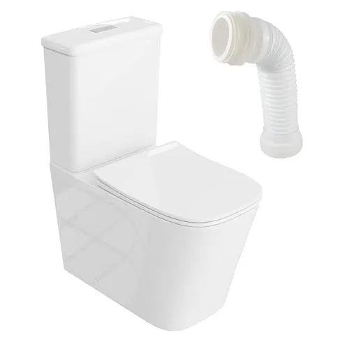 LAVITA TRYTON WHITE Einteilige Stand-WC mit Spülkasten - Sanitäranlagen & Zubehör - Spülrandloses RIM+ System für gründliche Hygiene und Wasserersparnis. Elegantes Design für jedes Badezimmer.