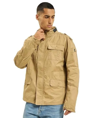 Brandit Britannia Textiljacke - Beige - M - Funktionsjacke mit modifiziertem Design, versteckter Kapuze im Kragen und stylischen Used-Effekten für einen lässigen Look.
