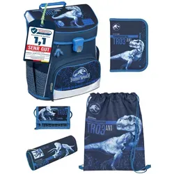 Scooli Ranzen-Set 5-teilig JURASSIC WORLD DINOSAURIER Schulranzen-Set mit Federmäppchen - Blau