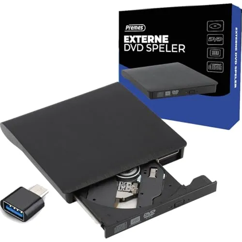 Premes Externer DVD-Player – Tragbarer USB 3.0 High-Speed-CD-Brenner