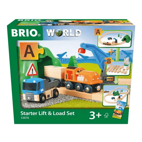 Starterset Güterzug mit Kran - BRIO World, interaktives Spielset mit Verladekran, ideal für kreative Spielstunden und Erweiterung der BRIO World