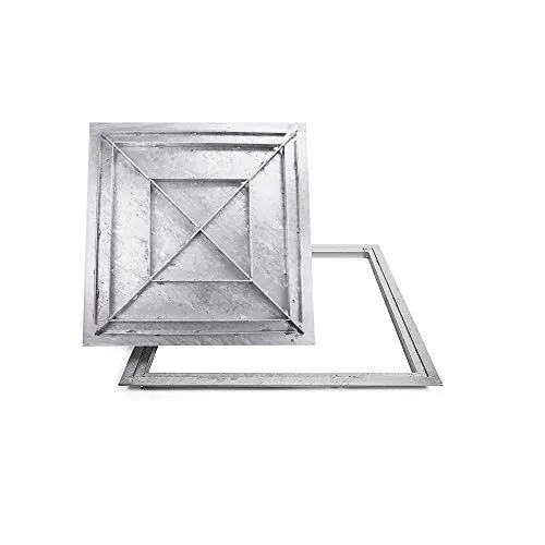 SAB-60 Stahl Schachtabdeckung verzinkt befahrbar 600 x 600 mm Tränenblech Schachtdeckel Deckel mit Rahmen Kanalschacht quadratisch eckig