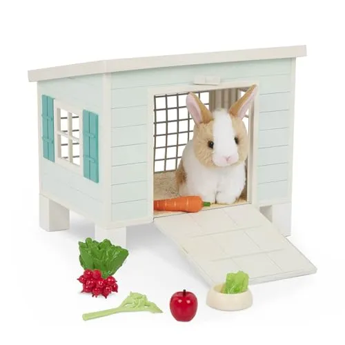 Our Generation Pet Home Animal House Playset – Mini-Plüschtier Kaninchen – Puppenzubehör 18 Zoll – Simulationsspiel – Spielzeug für Kinder ab 3 Jahren – Spielset