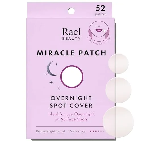 Rael Miracle Anti Pickel Patch über Nacht - Korean Skincare, Pimple Patches für das Gesicht, Extra Starke Haftkraft, Hydrokolloid Akne Pflaster, Vegan, Tierversuchsfrei, 3 Größen (52 Stück)