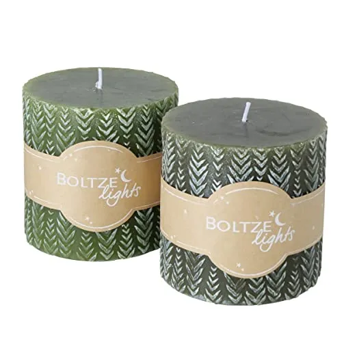 Boltze 2014948 Stumpenkerze Mavie grün sortiert 10 cm (1 Stück)