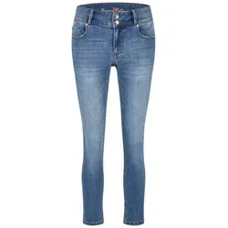 Buena Vista Damen Jeans Tummyless 7/8 Stretch - XL, mid Stone - Damen-Jeanshosen mit hoher Leibhöhe und schmaler Beinform, bequemer breiter Bund und trendigen Fransen am Saum für einen lässigen Look.