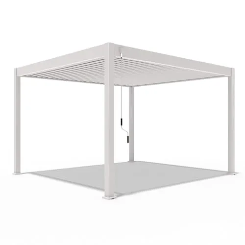 Weide Deluxe Pergola aus Aluminium, freistehend 3,6 x 4 M - Elegante Aluminium-Pergola in Ivory Sand mit einstellbaren Lamellen für optimale Lichtregulierung. Langlebig, wetterbeständig und ideal für Garten oder Terrasse.