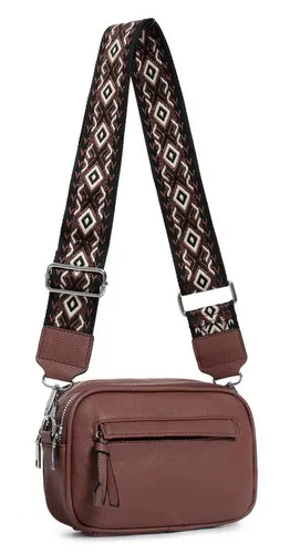 ITALYSHOP24 Schultertasche Damen Bodybag Umhängetasche Brusttasche Crossover Handtasche Freizeit (Tasche mit einem breitem Muster Stoffgurt/Umhängeband), Cross Bag Schmucktasche Gürteltasche Muster Taschengurt Clutch Reise