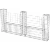vidaXL Gabionenkorb U-Form 240x20x100 cm aus Stahl - Dekorative Zäune: Stabiler Gabionenkorb aus verzinktem Stahl, ideal für Stützmauern und Sichtschutz, schnell mit Steinen befüllbar.